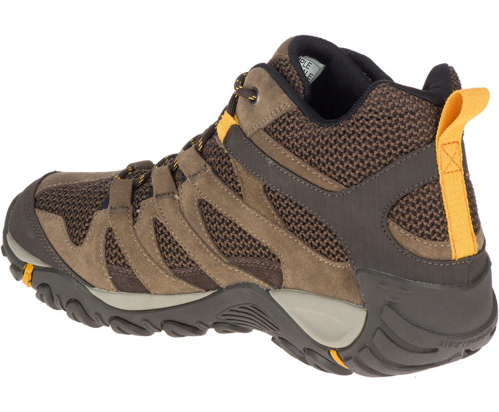 Merrell Hiking Boots Brown - Alverstone Mid Waterproof Wide Width - Mens 36BDMXUIK